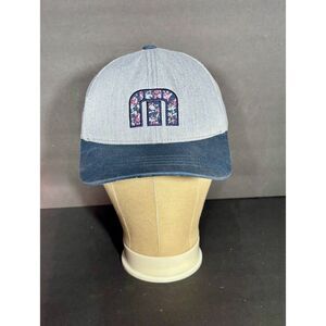 Travis Mathew Trucker Hat Gray Navy Floral Logo Snapback Mesh Cap OSFA